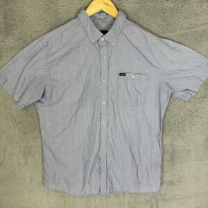 S Brixton Shirt Mens Large Blue Short Sleeve Button Up‎ Cotton Casual